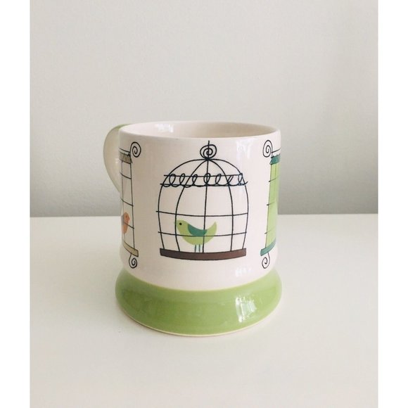 Pier 1 Imports Large Ceramic Cartoon Bird Cage Mug ~ 16 Oz. - Picture 7 of 12